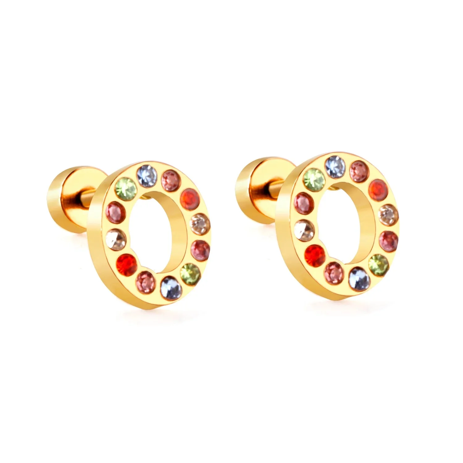 Rainbow Initial Letter Stud Earrings - Image 17