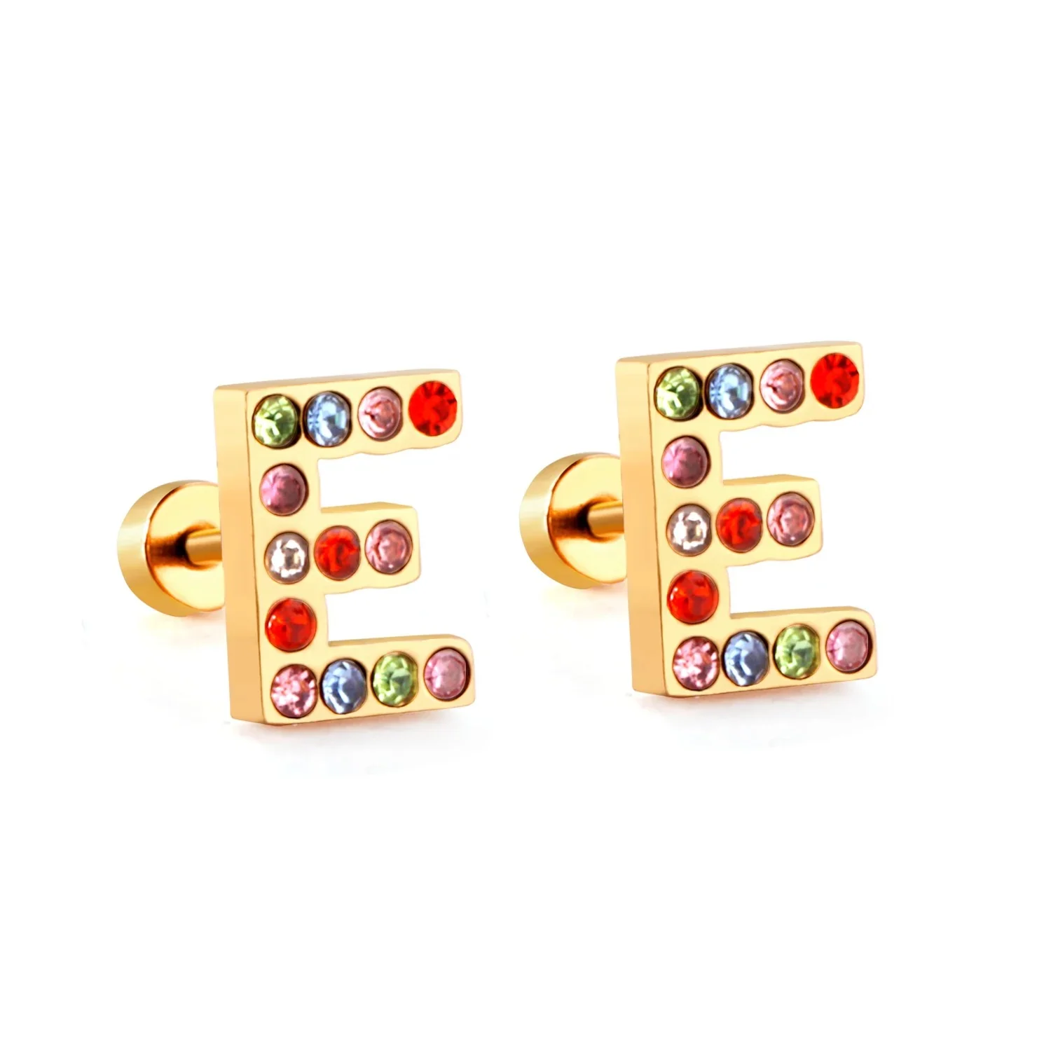 Rainbow Initial Letter Stud Earrings - Image 27