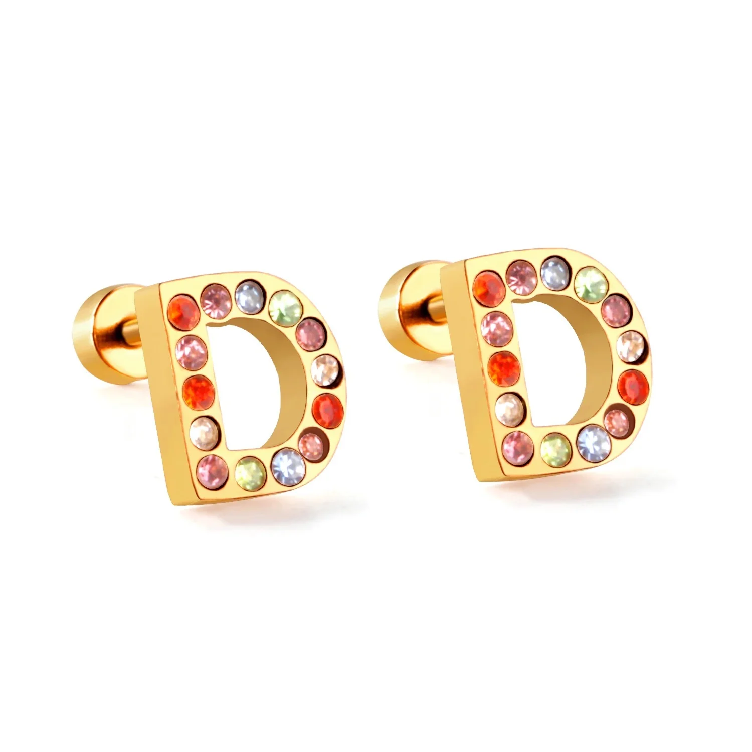 Rainbow Initial Letter Stud Earrings - Image 28