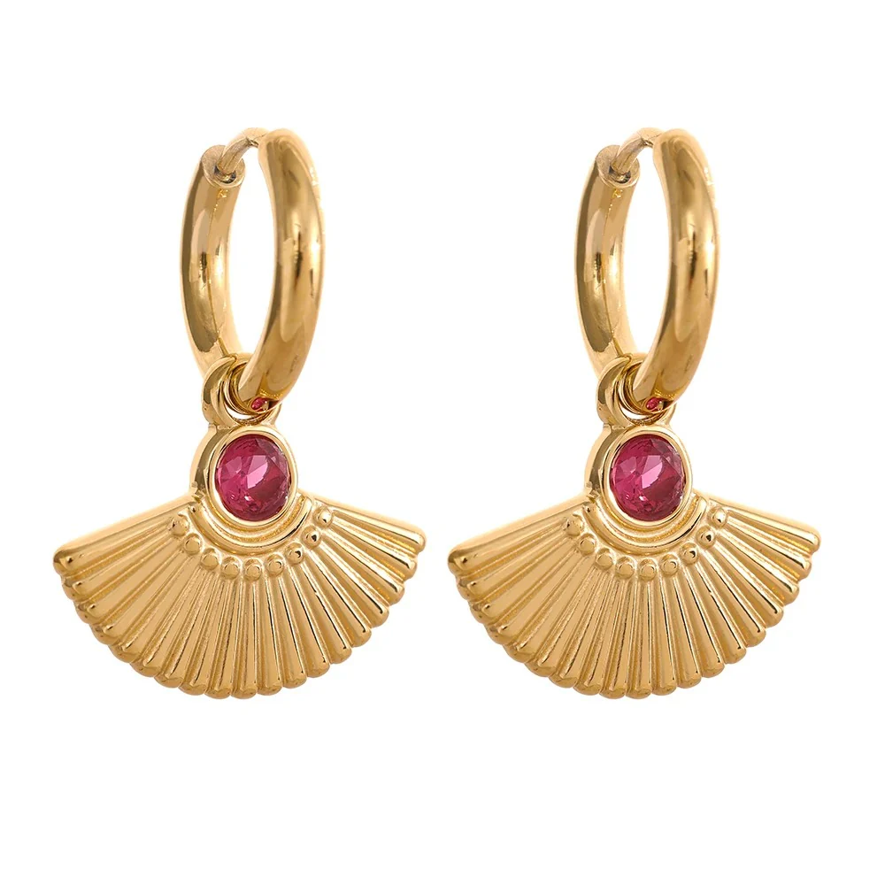 Scalloped Gem Earrings - Image 2