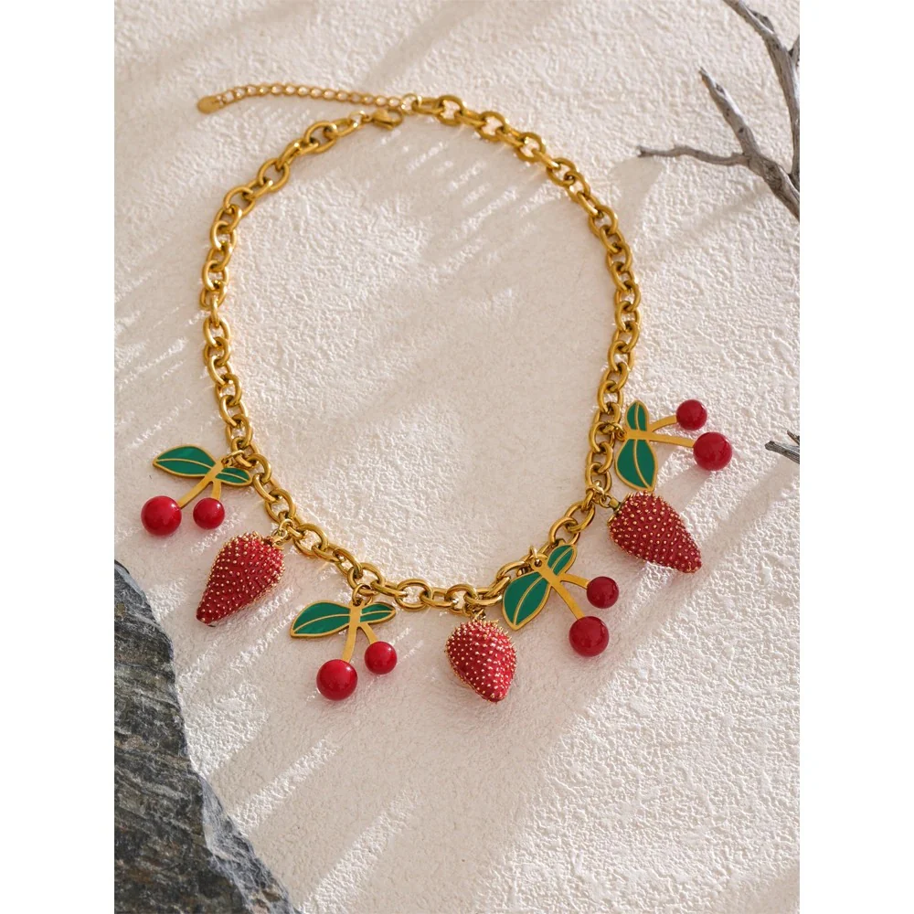Strawberry Cherry Necklace - Image 2