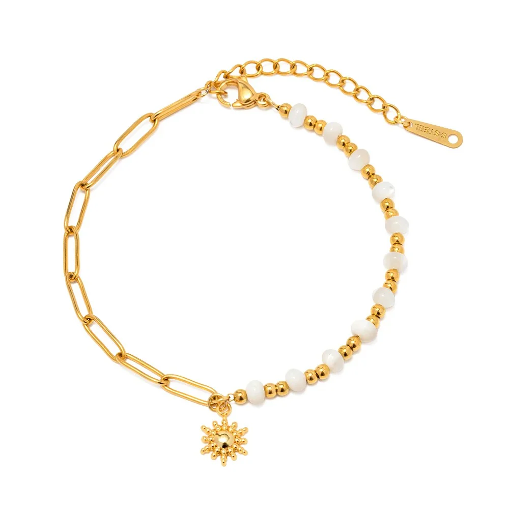 Sun Pearl Paperclip Bracelet