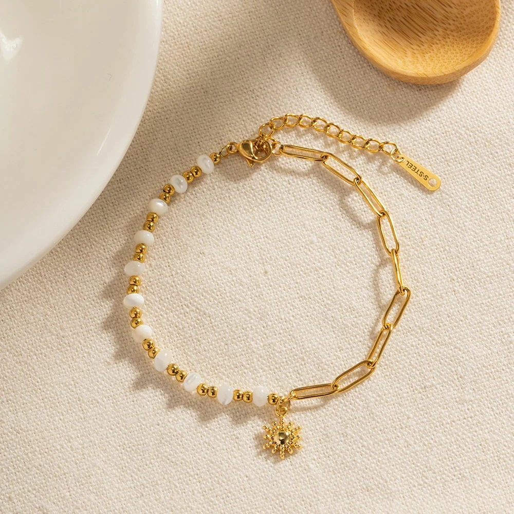 Sun Pearl Paperclip Bracelet - Image 2