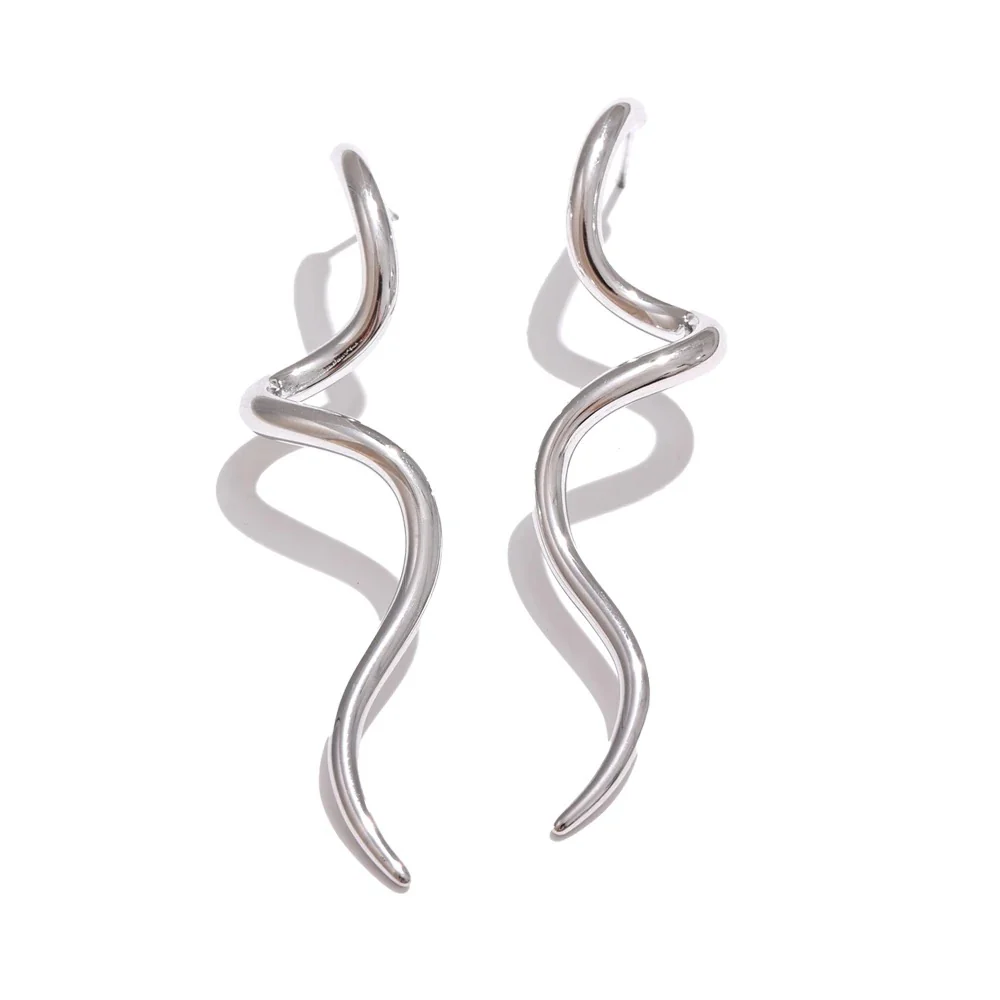 Flowing Metal Earrings - Image 2