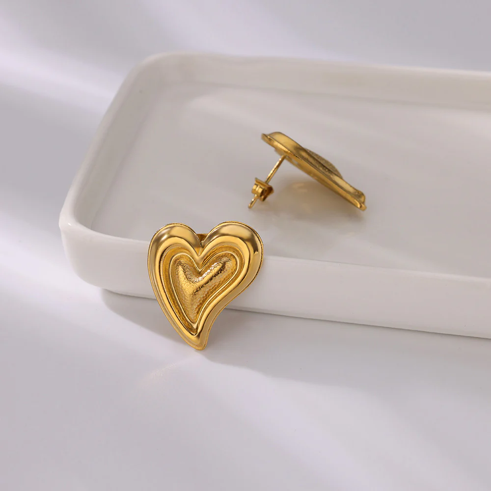 Textured Heart Hoop Earrings