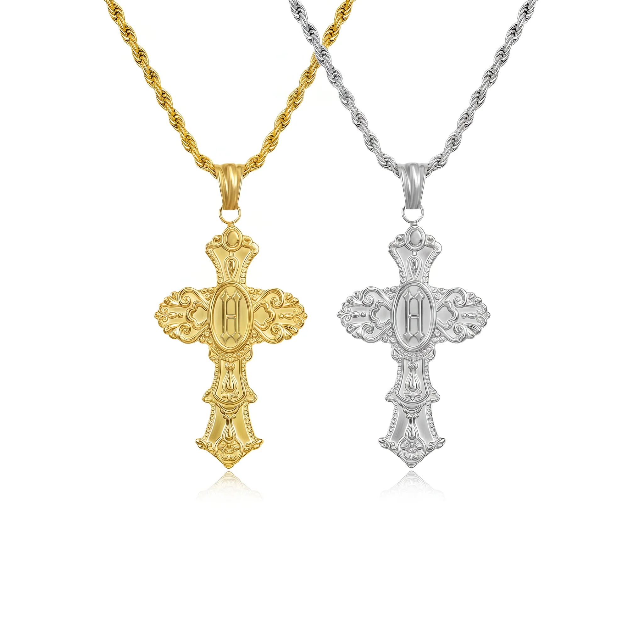 Vintage Cross Initial Necklace - Image 11