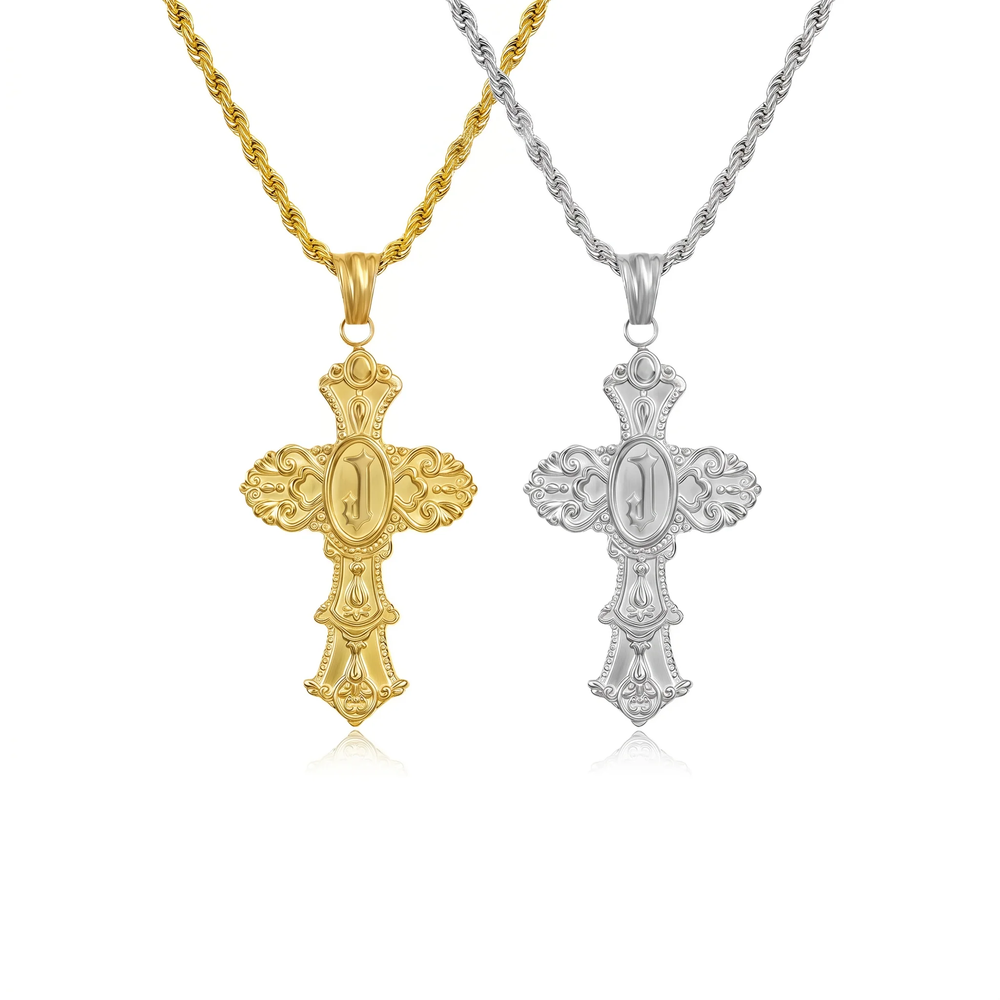 Vintage Cross Initial Necklace - Image 13
