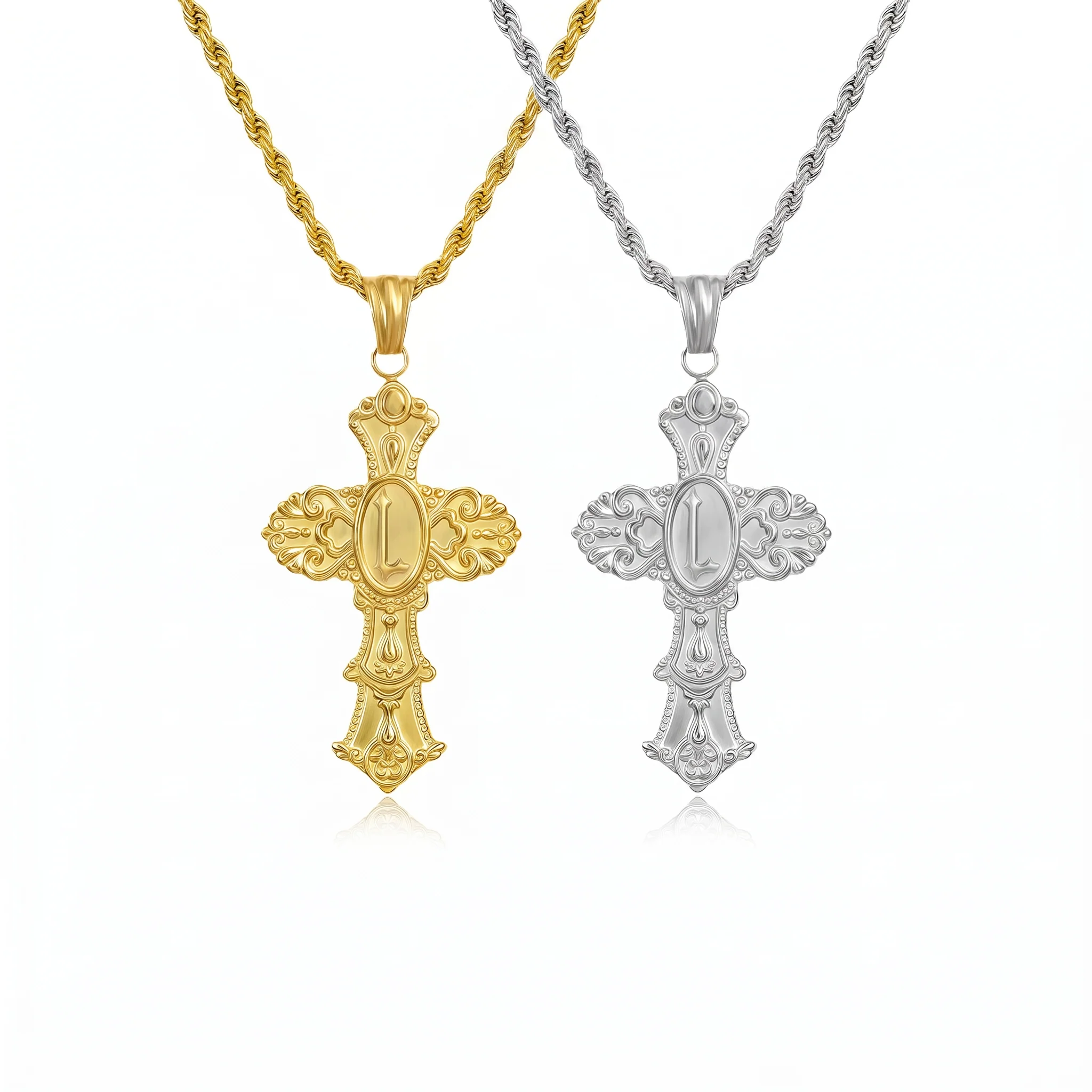 Vintage Cross Initial Necklace - Image 15