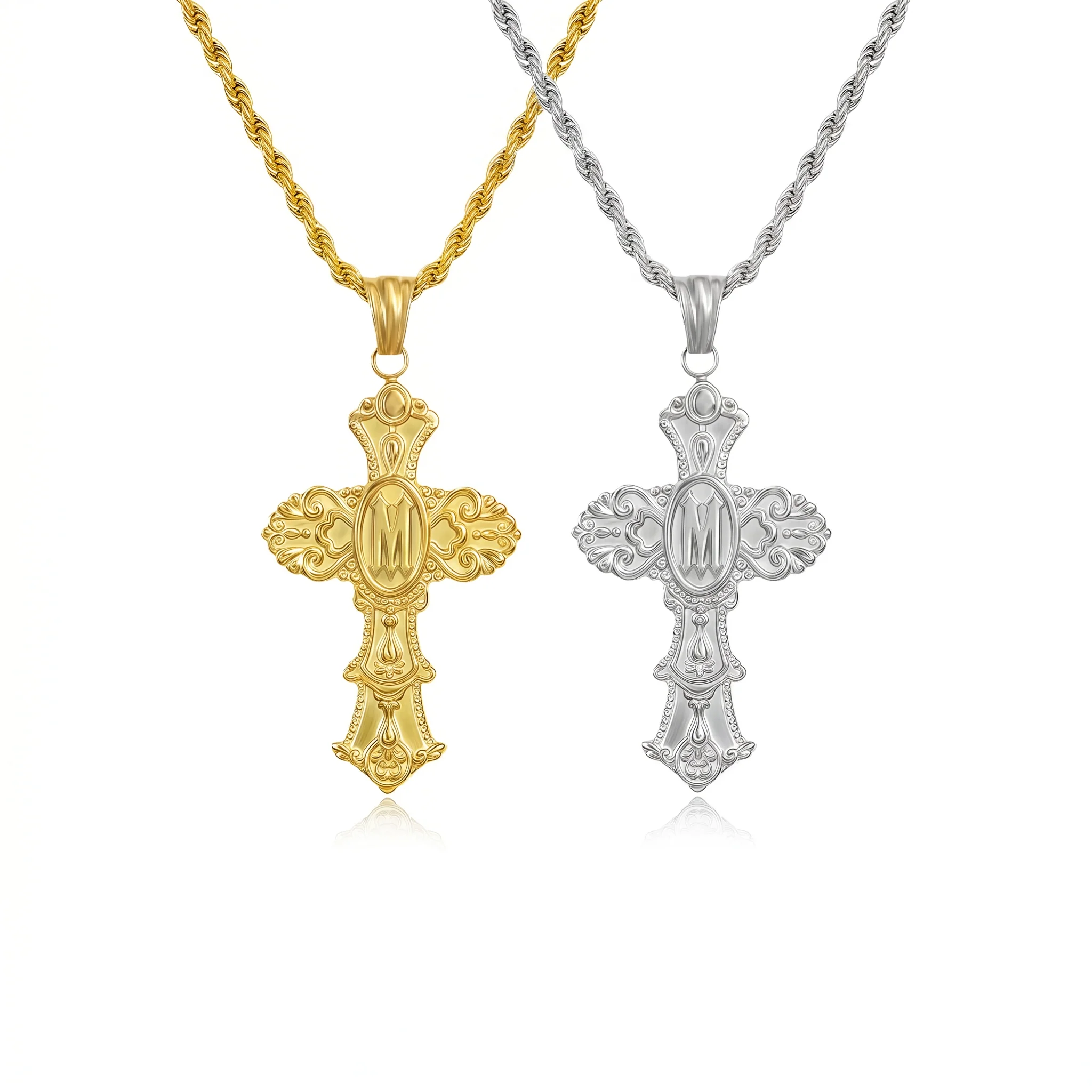 Vintage Cross Initial Necklace - Image 16