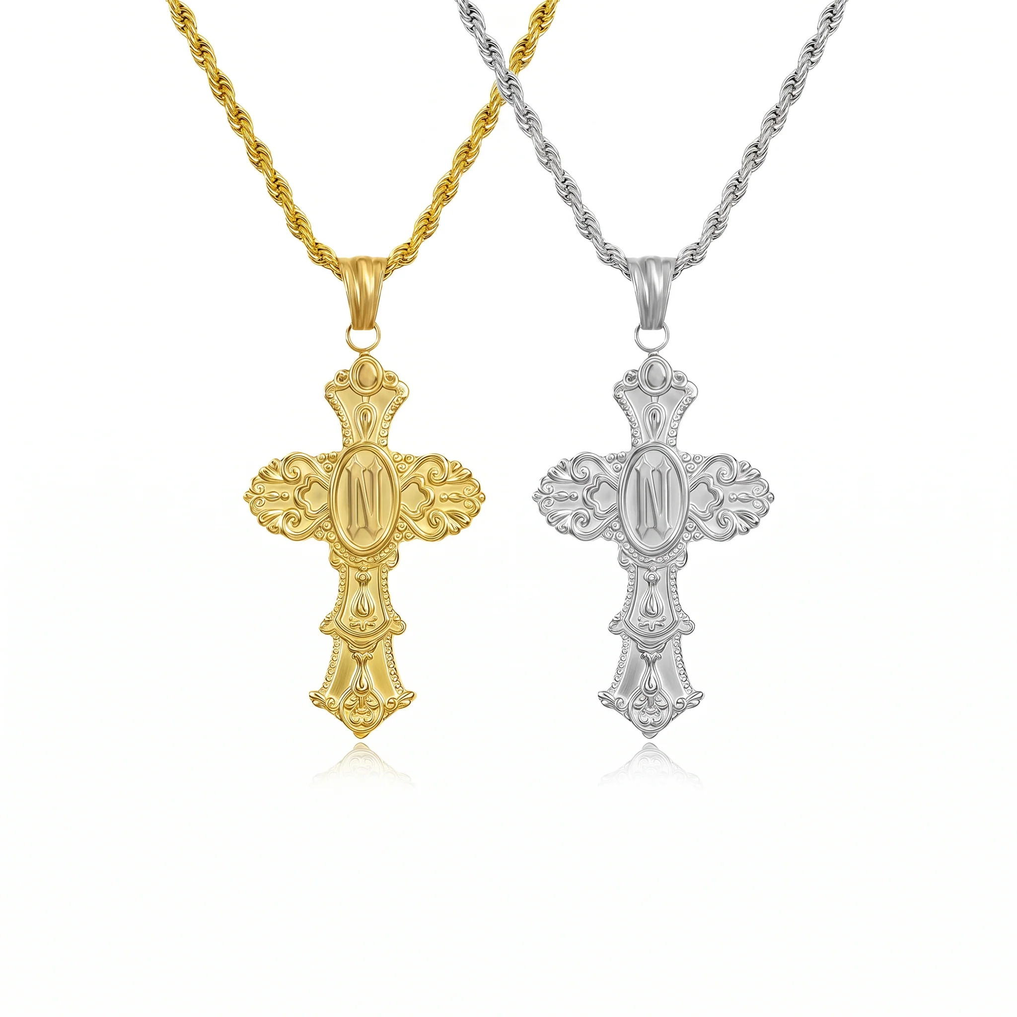 Vintage Cross Initial Necklace - Image 17