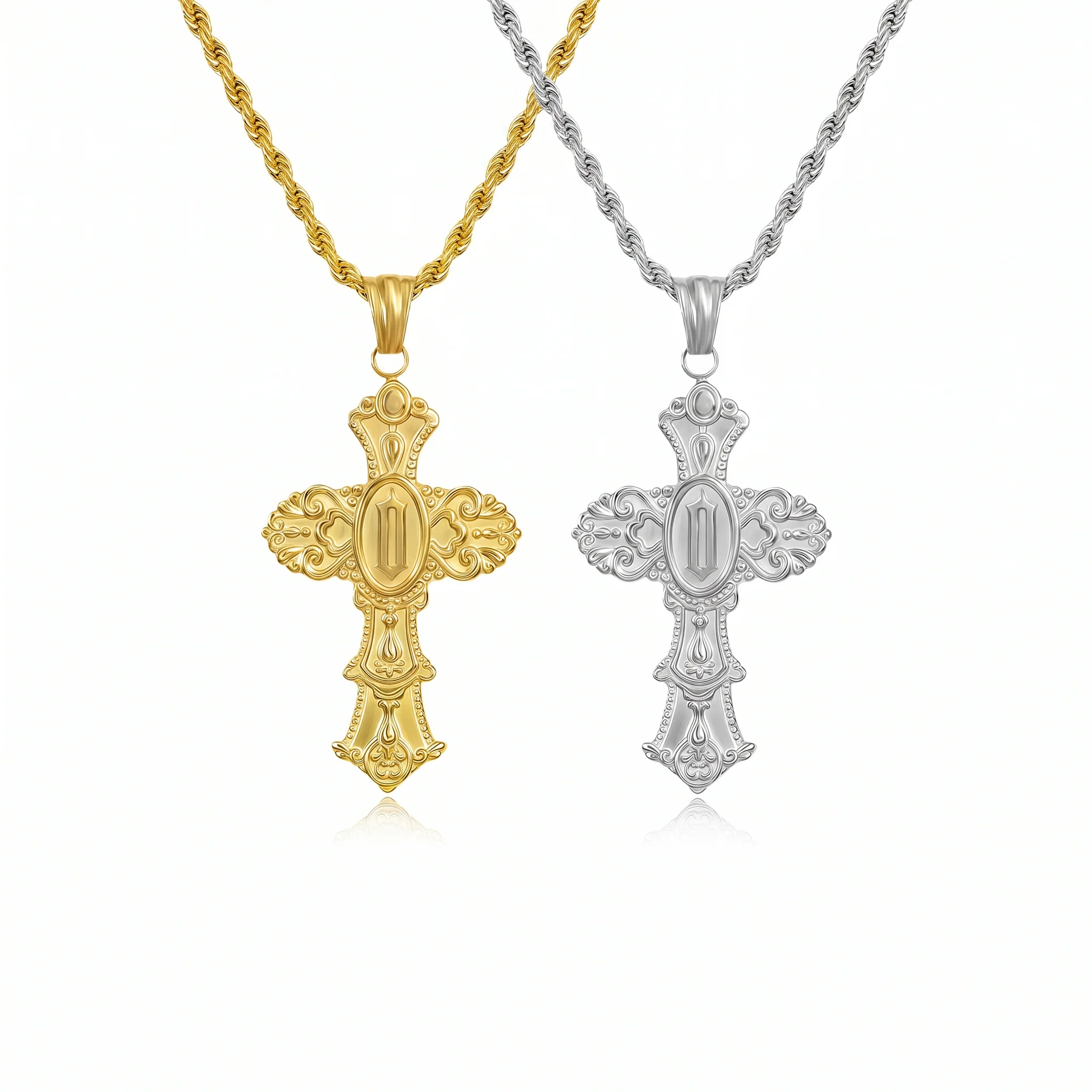 Vintage Cross Initial Necklace - Image 18