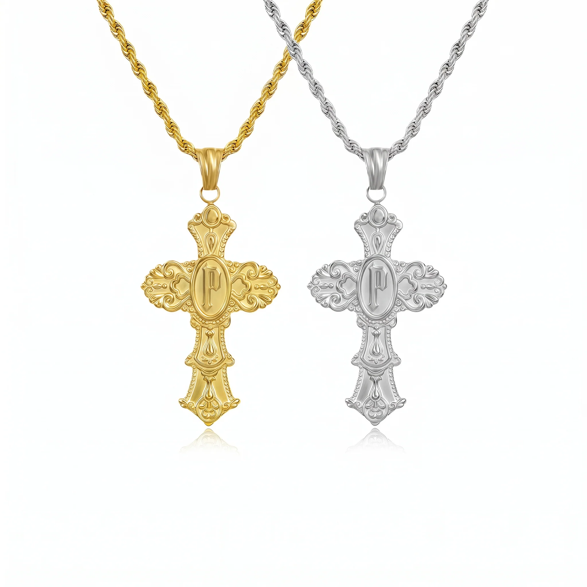 Vintage Cross Initial Necklace - Image 19