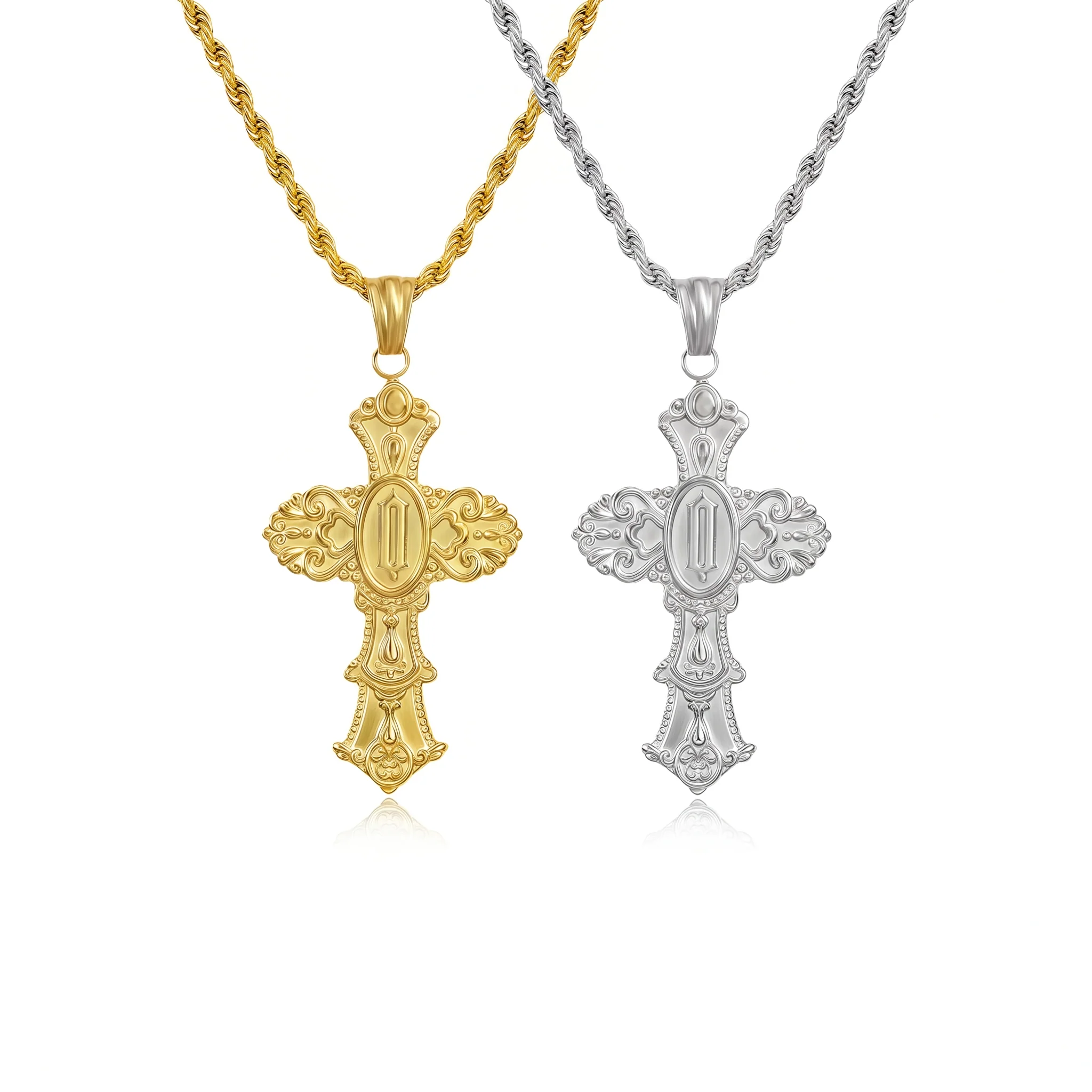 Vintage Cross Initial Necklace - Image 20