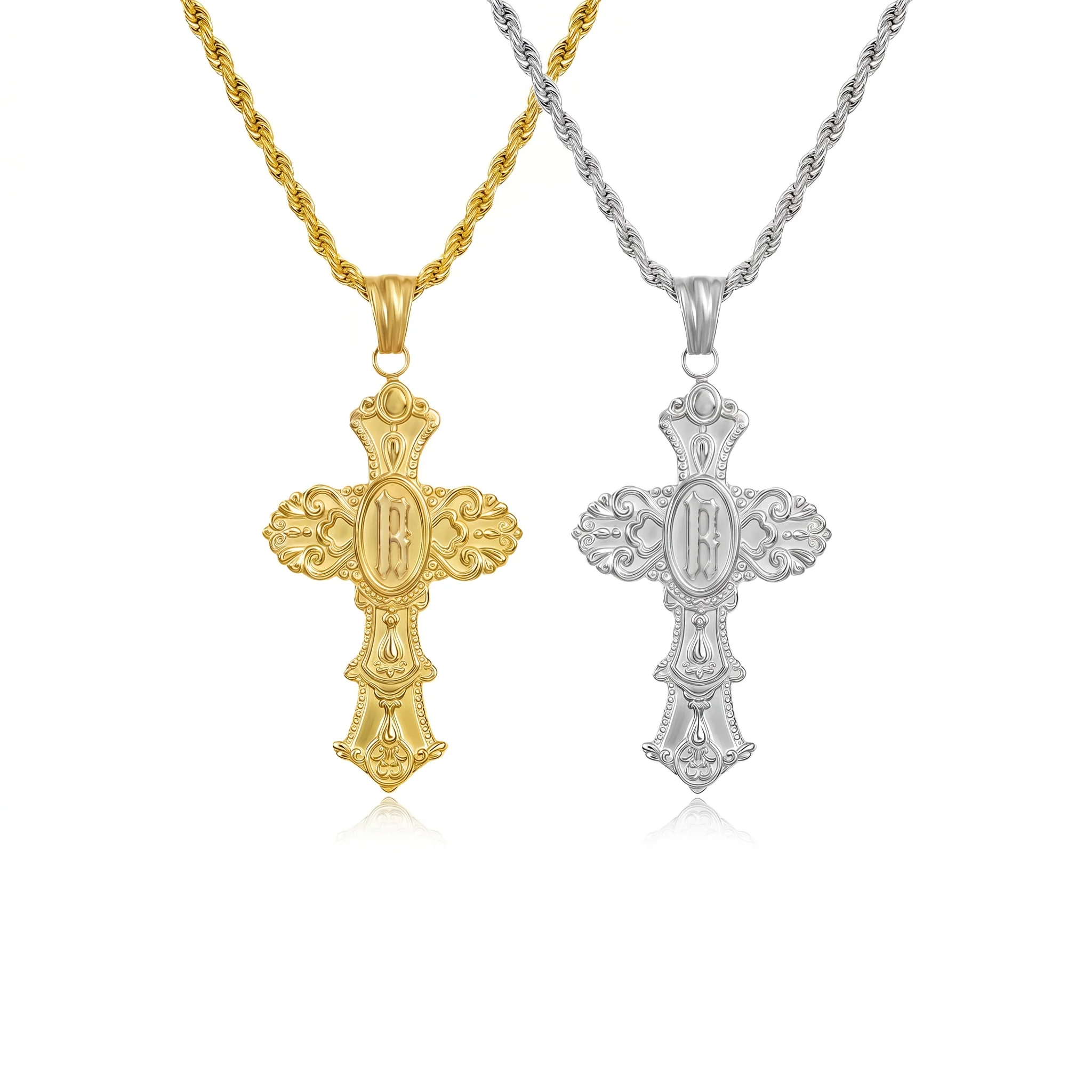 Vintage Cross Initial Necklace - Image 21
