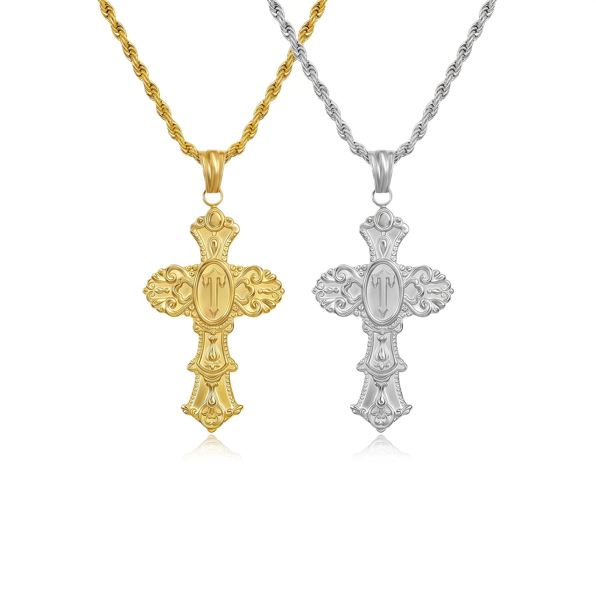 Vintage Cross Initial Necklace - Image 23