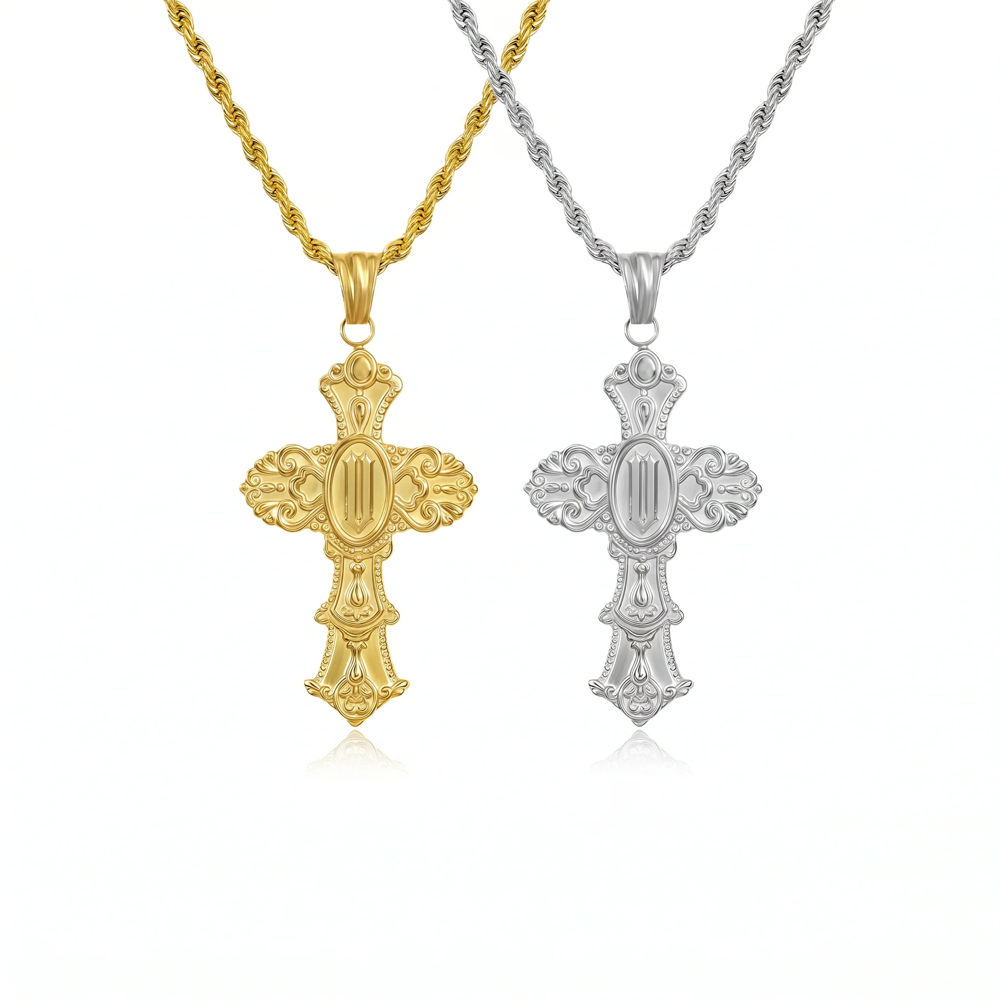 Vintage Cross Initial Necklace - Image 24