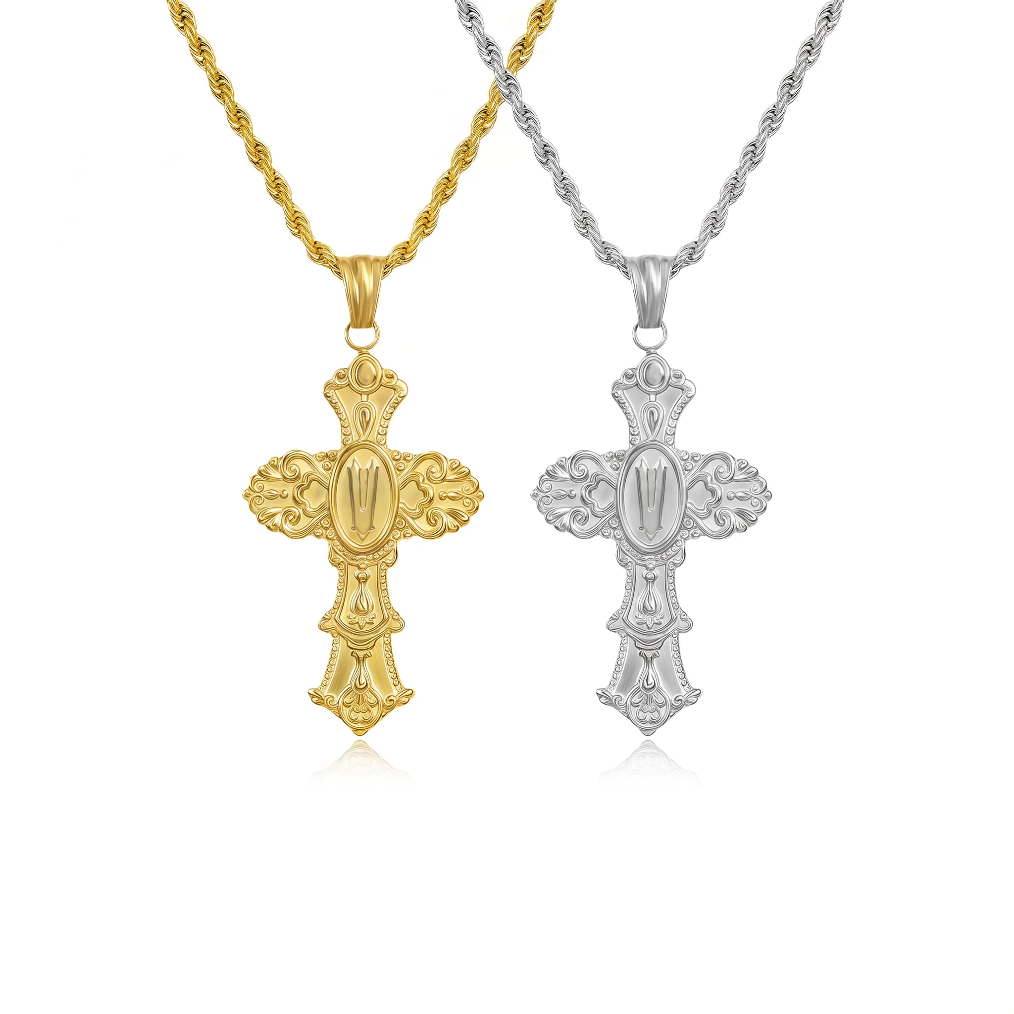 Vintage Cross Initial Necklace - Image 25