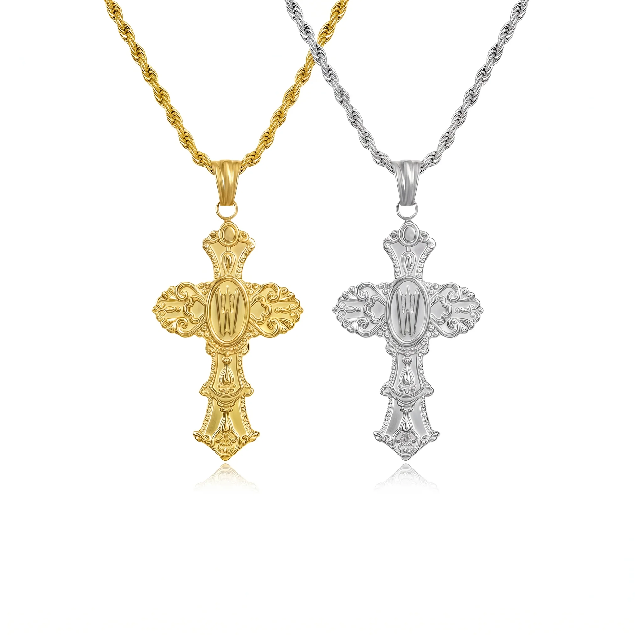 Vintage Cross Initial Necklace - Image 26