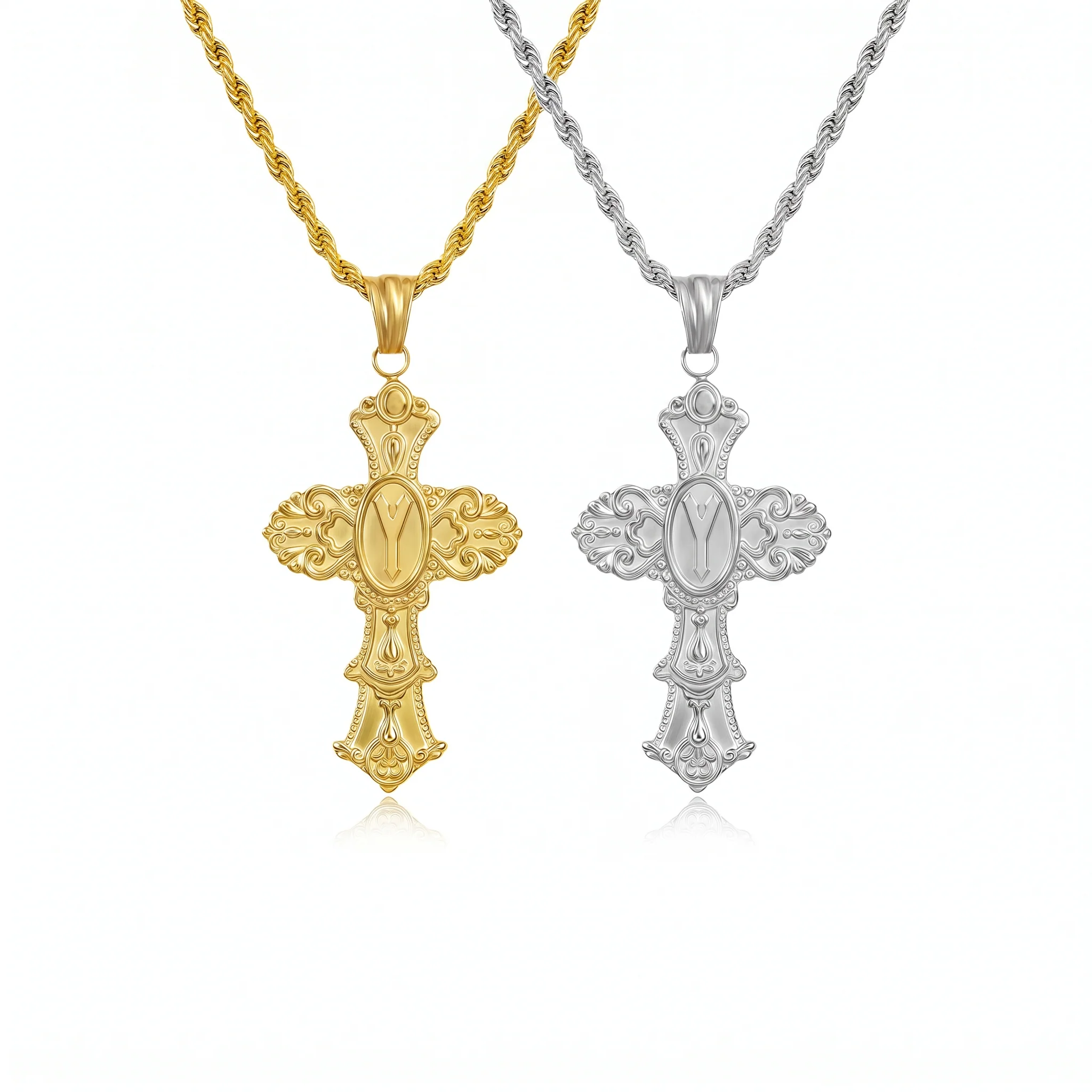 Vintage Cross Initial Necklace - Image 28