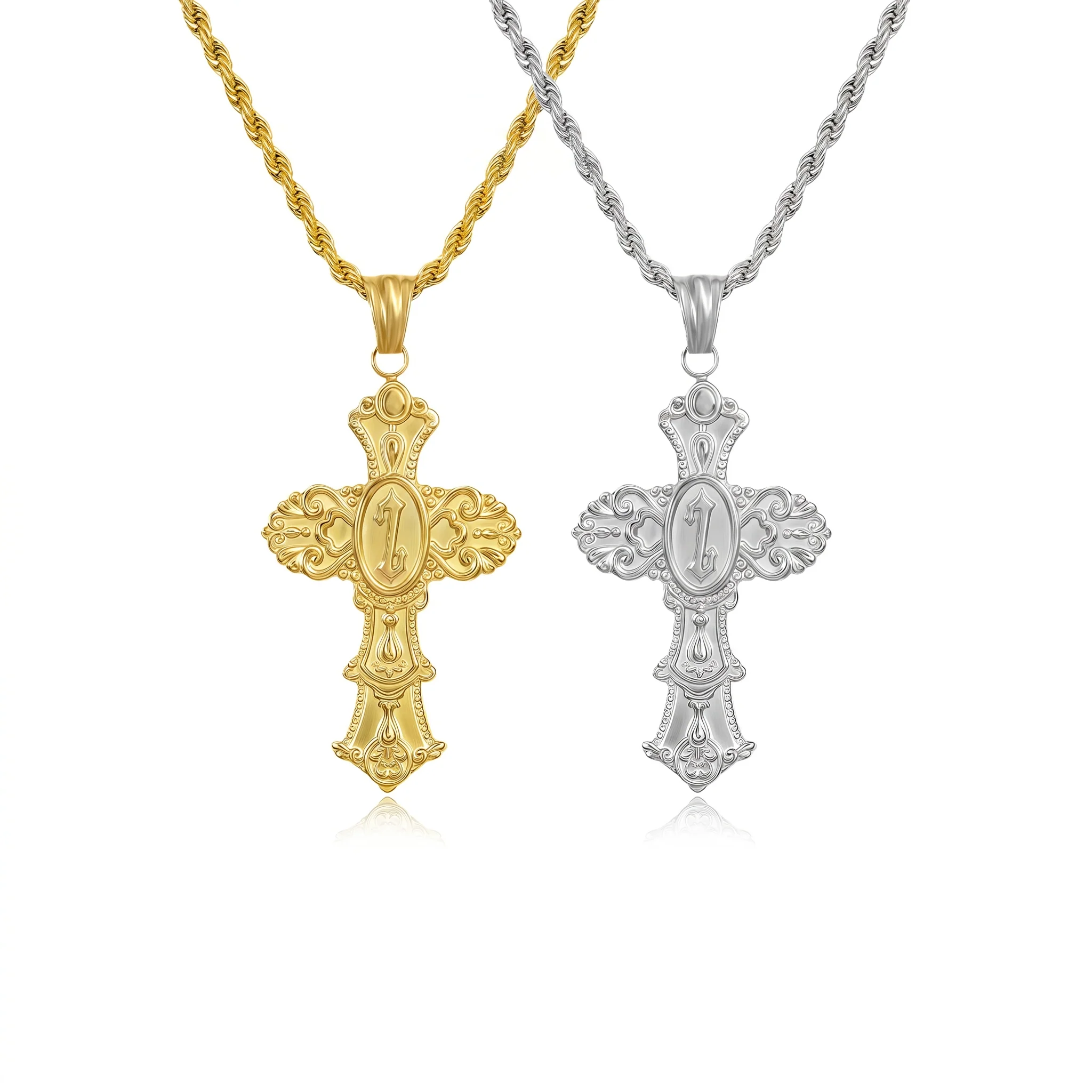 Vintage Cross Initial Necklace - Image 29