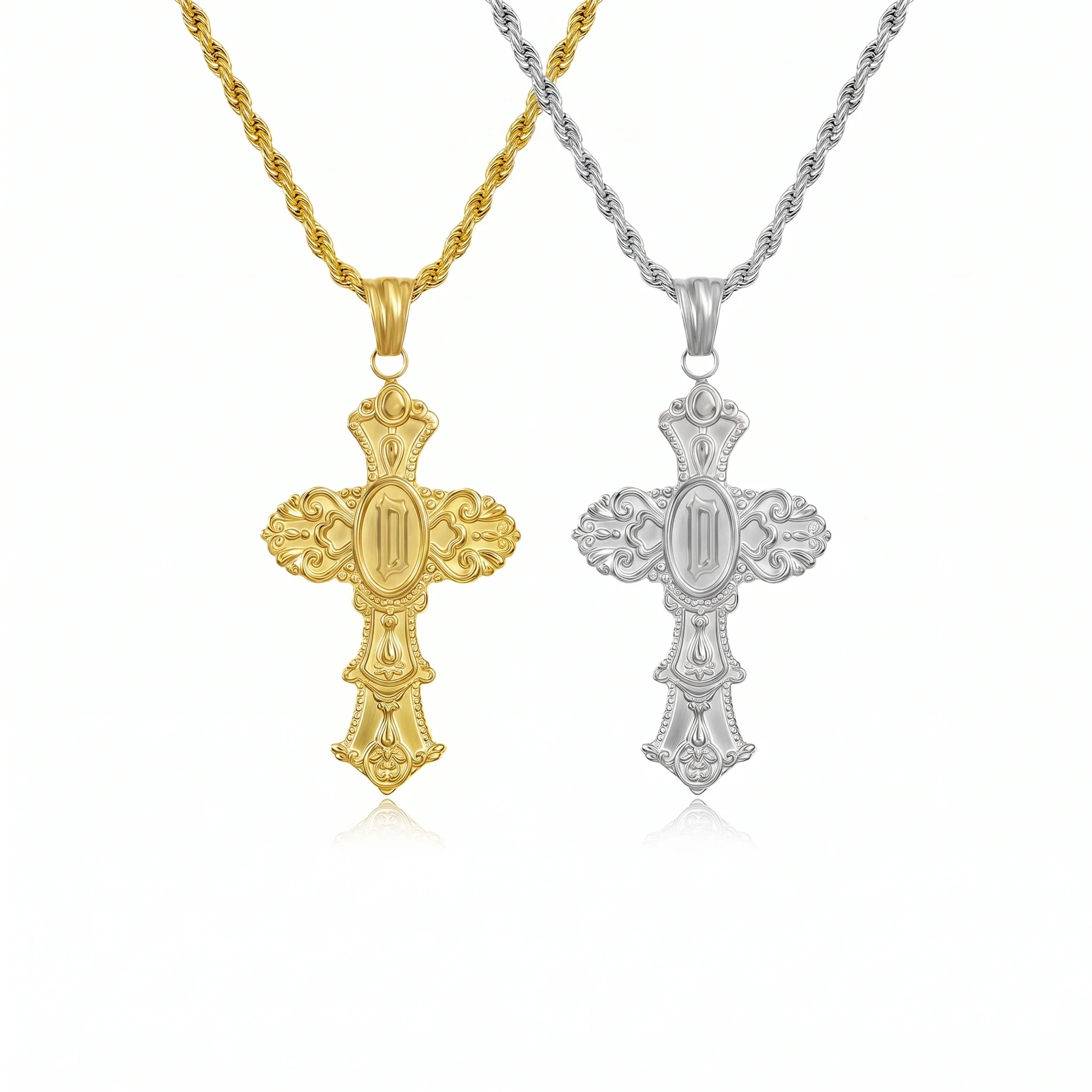 Vintage Cross Initial Necklace - Image 7