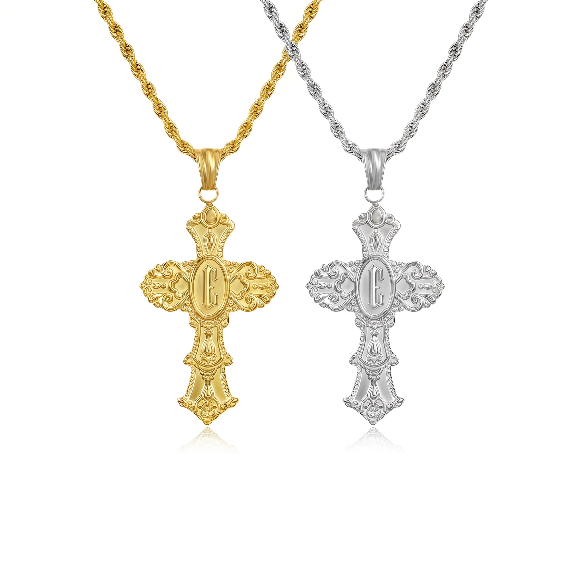 Vintage Cross Initial Necklace - Image 8